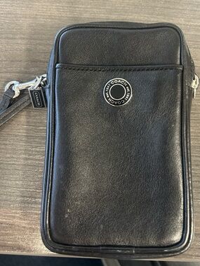 COACH 1941 Black Leather wristlet Phone Pouch